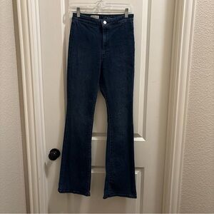 Pilcro Anthropologie Jeans Womens 27 Blue Flare High Rise Dark Wash Denim Retro